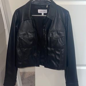 Calvin Klein cropped leather jacket